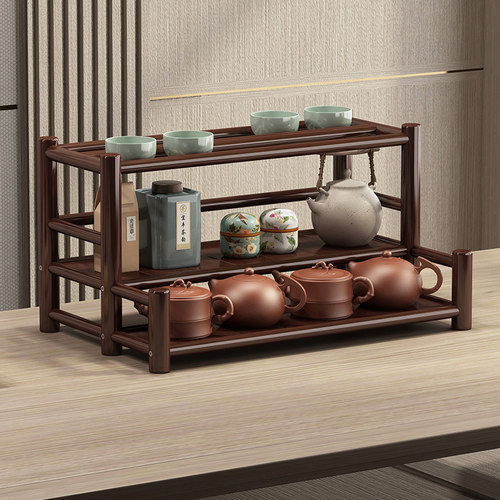 茶桌上博古架小型功夫茶杯茶具置物架桌面紫砂壶摆件展示收纳架子