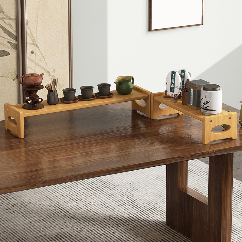 博古架实木中式装饰品摆件小型茶室桌面置物架茶桌上茶具收纳架子