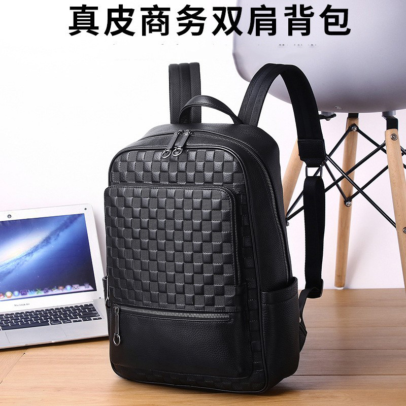 头层牛皮书包真皮大容量商务休闲旅行电脑背包简约时尚潮流双肩包