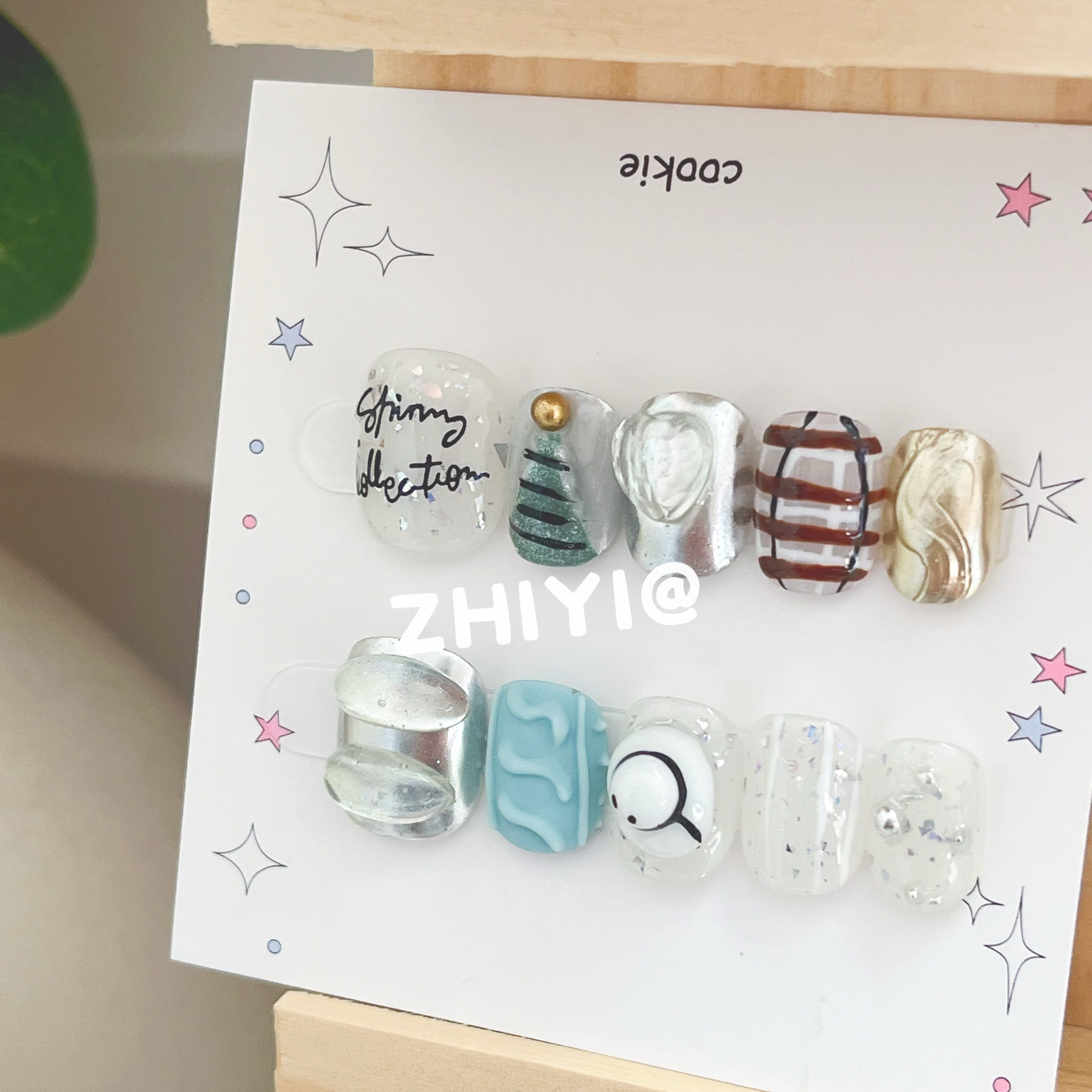 手工穿戴甲新款高级感工艺秋冬氛围雪人美甲贴指甲拍照可爱可拆卸