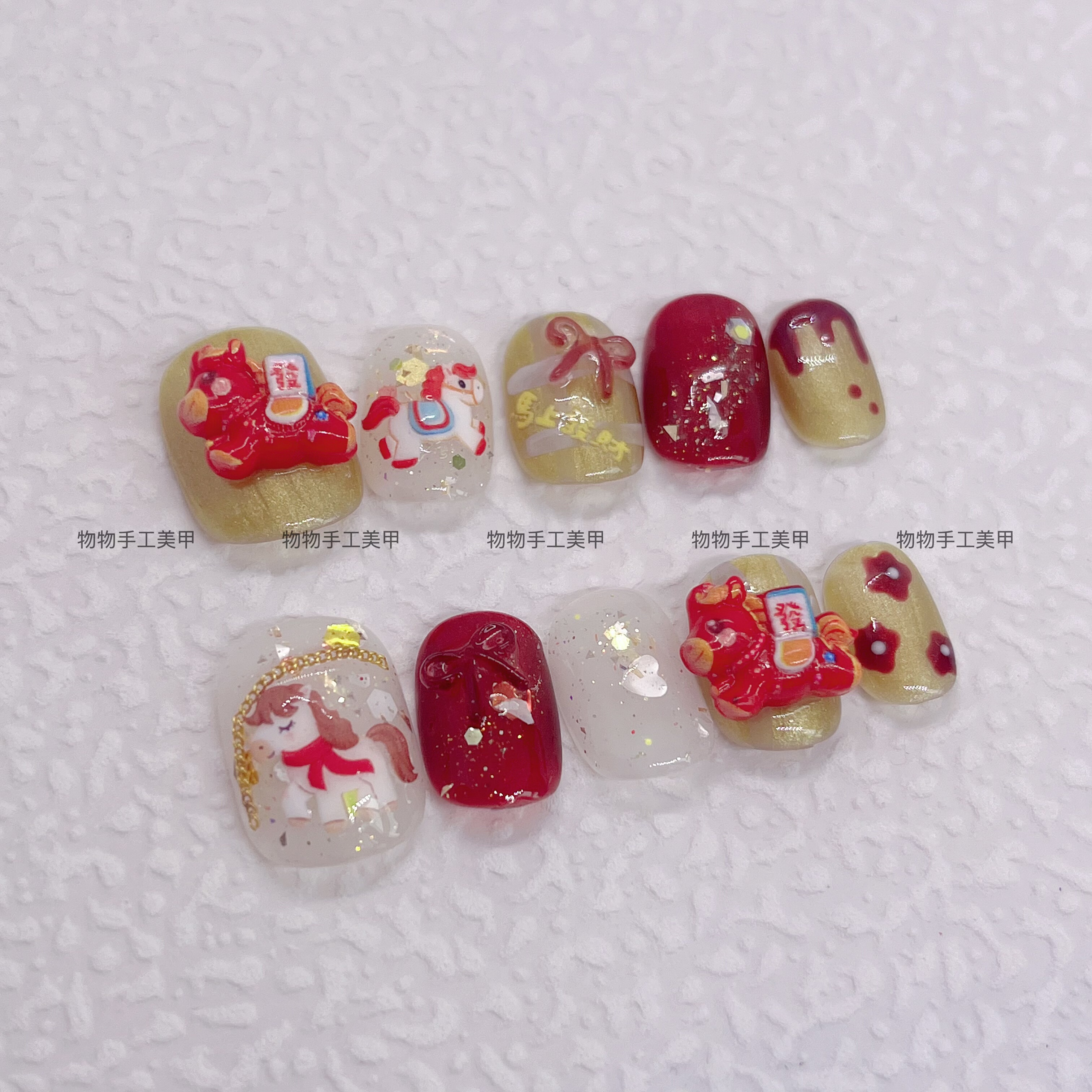 马上发财纯手工穿戴甲新款可爱卡通少女短圆穿戴美甲贴片可拆,彩妆/香水/美妆工具,穿戴甲/甲片,淘宝优惠券,粉丝福利购,淘宝优惠卷