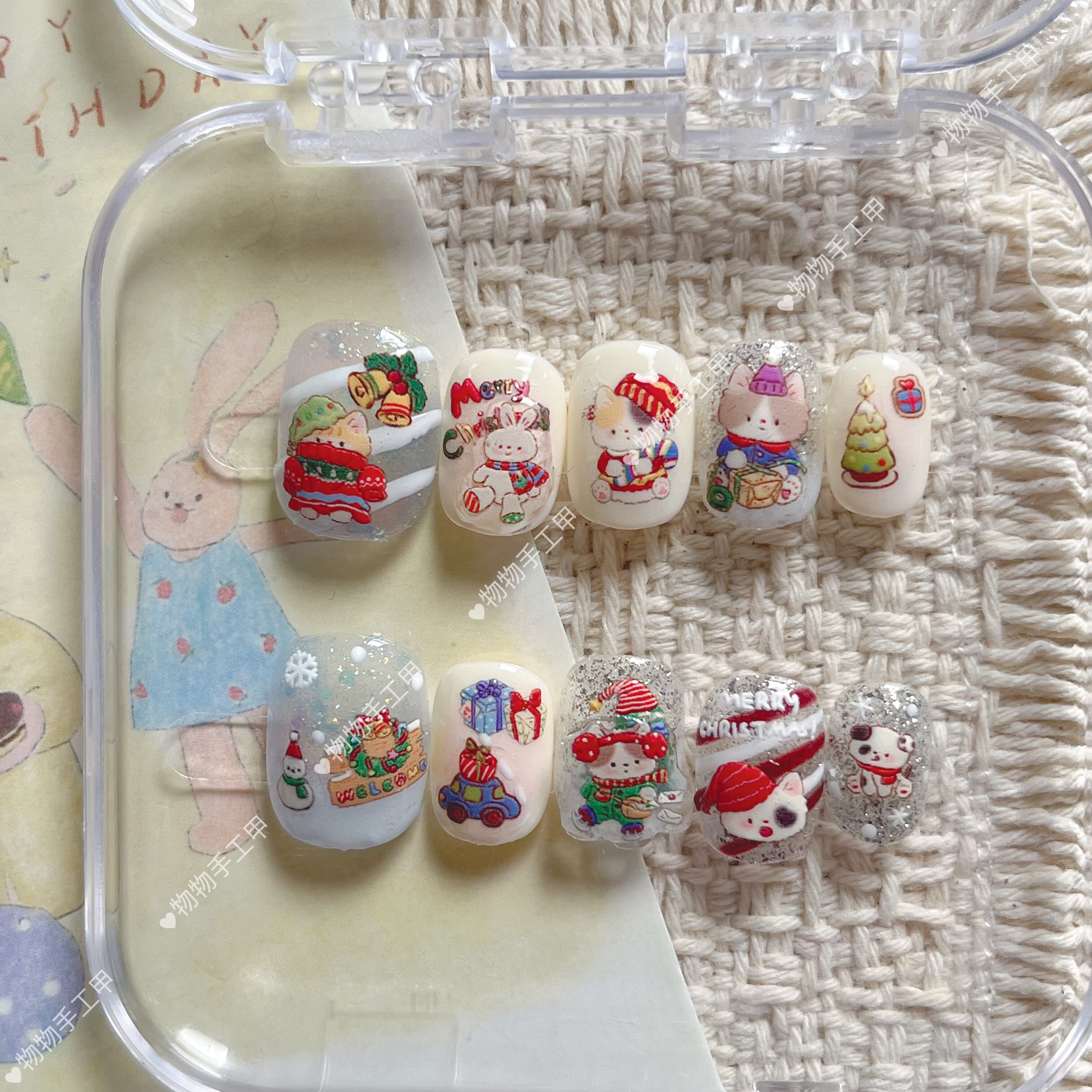 手工穿戴甲ins风小众设计感圣诞主题美甲贴片成品假指甲可拆卸,彩妆/香水/美妆工具,穿戴甲/甲片,淘宝优惠券,粉丝福利购,淘宝优惠卷