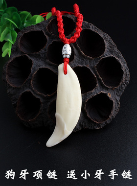 真黑狗牙齿吊坠儿童宝宝真牙项链