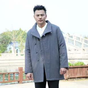 中青年国风男装中长款棉衣唐装冬季外套棉袄道袍道服上衣加棉加厚