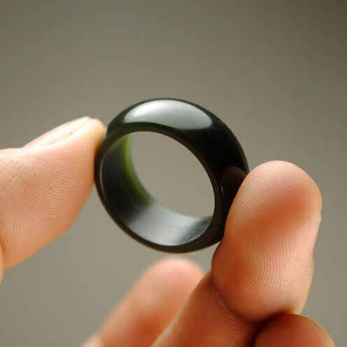 正品新疆和田玉戒指天然青玉籽料戒指扳指男女款玉戒指附送证书