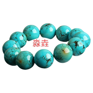 西藏天然原矿高瓷绿松石单圈手串网花铁线纹乌兰花圆珠男女饰品
