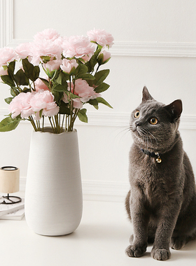 现代简约北欧陶瓷花瓶摆件客厅餐桌水培干花插花黑白色家居装饰品