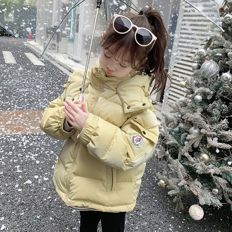 鱼儿妈 女童免洗羽绒服2025冬装新款儿童外套90面包服