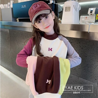 鱼儿妈女童德绒打底衫2025春秋新款儿童中大童半高领长袖上衣春装