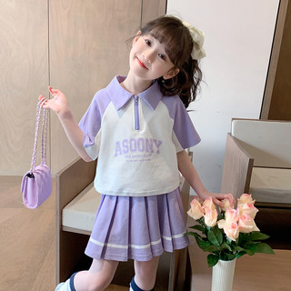 女童套装2024夏装新款儿童韩版洋气短袖短裙宝宝休闲运动两件套潮