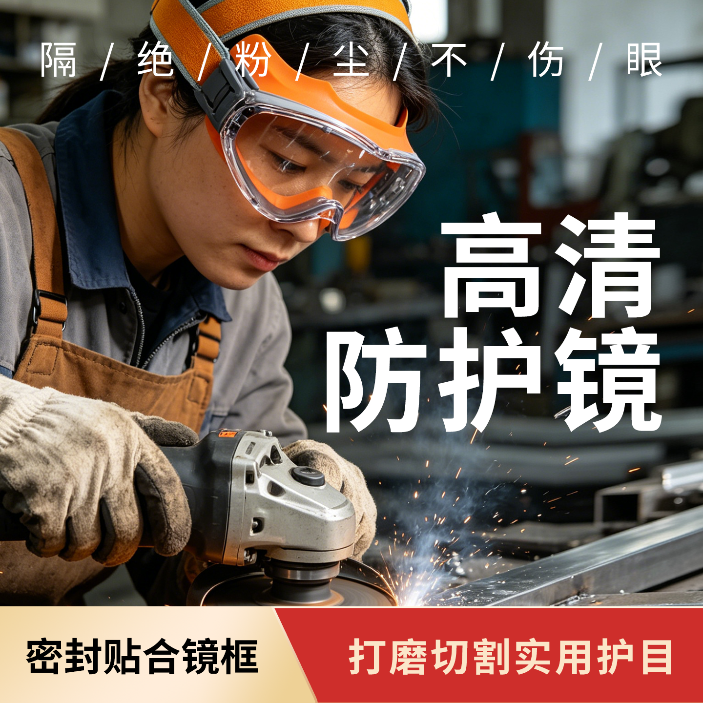 工业切割打磨防尘防雾护目镜