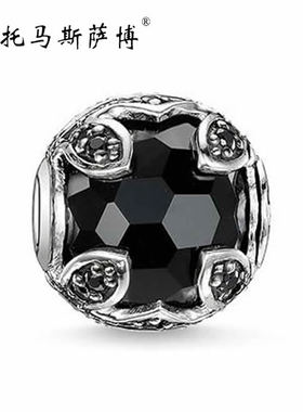黑色莲花X形黑钻包芯串珠子托马斯萨博Karma Beads欧时尚百搭散珠