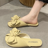 蝴蝶结包头半拖鞋 外穿仙女风配裙子平底鱼嘴凉拖鞋 女新款 2025夏季