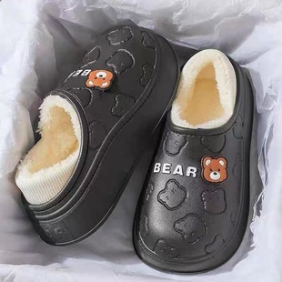 包跟外穿保暖毛绒月子棉鞋 室内家居2025新款 女士秋冬季 防水棉拖鞋