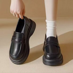 软底一脚蹬休闲单鞋 2025春季 软底包头英伦jk风乐福鞋 复古法式 新款