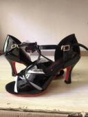 黑色棕 镜面红底跳舞鞋 FABADANCE拉丁舞鞋 女成人软底中高跟跳舞鞋