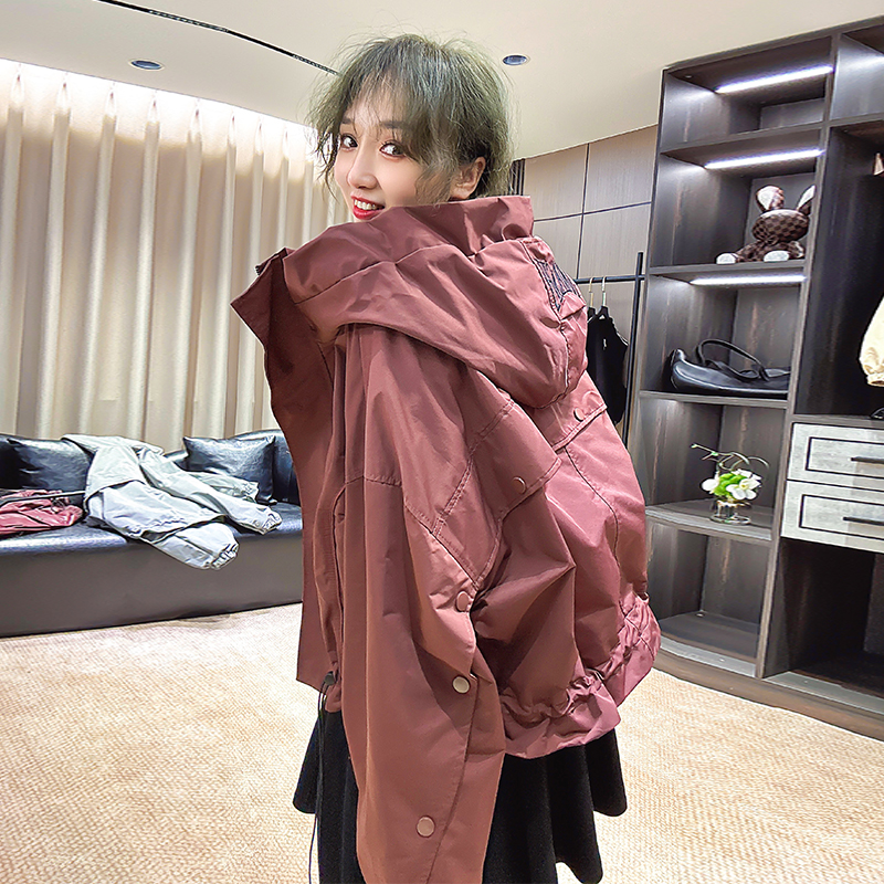 女春秋时尚休闲花苞外套连帽夹克