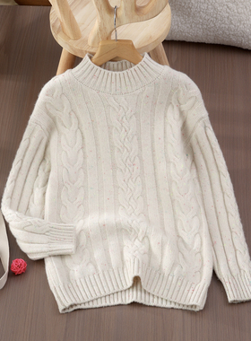 儿童羊绒衫女童三股加厚彩点半高领打底衫男童中大童羊毛衫毛衣