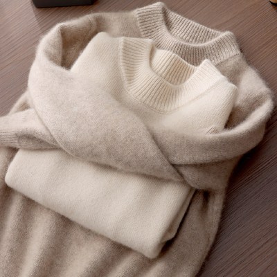 儿童羊绒衫女童双股厚款半高领针织打底衫男童羊毛衫中厚款毛衣