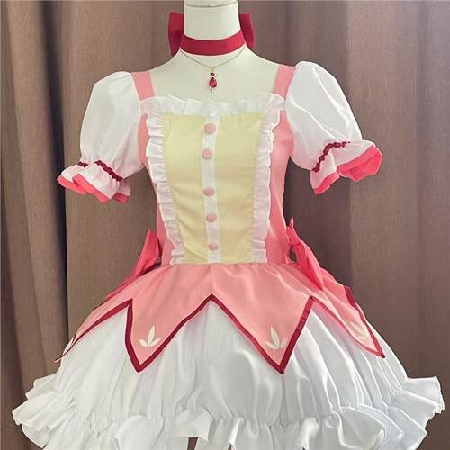 魔法少女小圆鹿目圆cos服萝莉洛丽塔女战斗裙粉色动漫女角色魔潮B