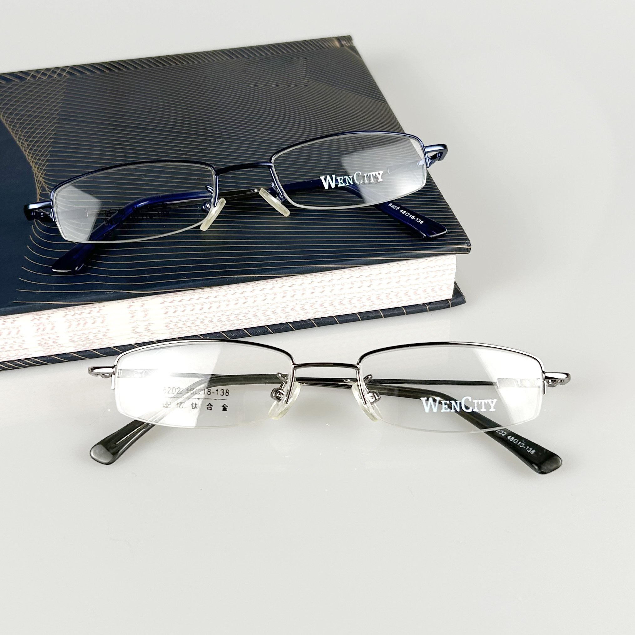 男款黑金银色特价防蓝光近视眼镜细框超轻记忆架半框近视眼镜超弹