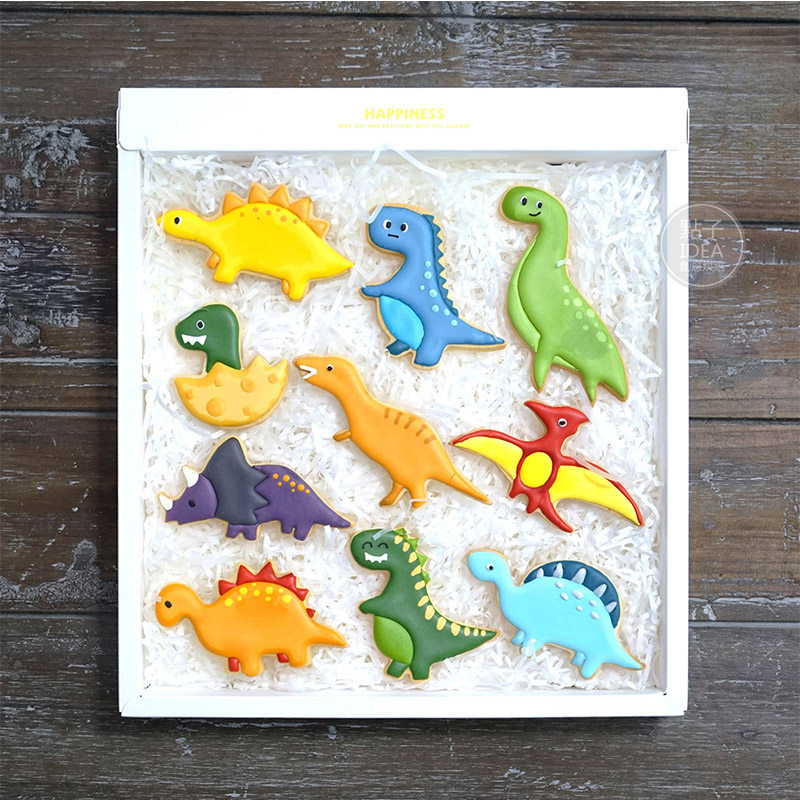 10件套恐龙不锈钢饼干模具霸王龙翼龙三角龙侏罗纪切模馒头压模