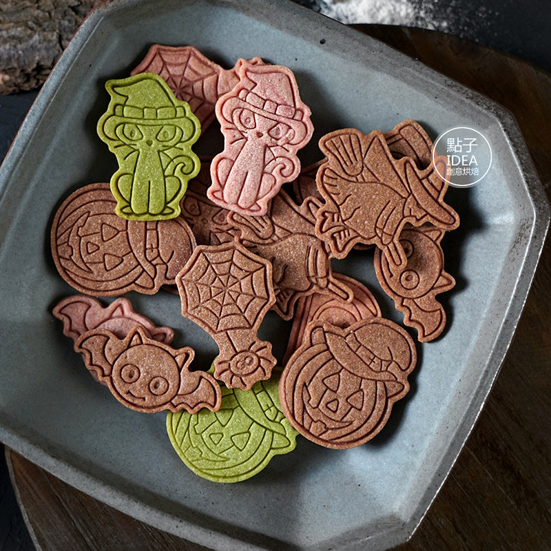 新款万圣节曲奇饼干模具糖霜饼干按压式模3D立体可爱卡通烘焙家用