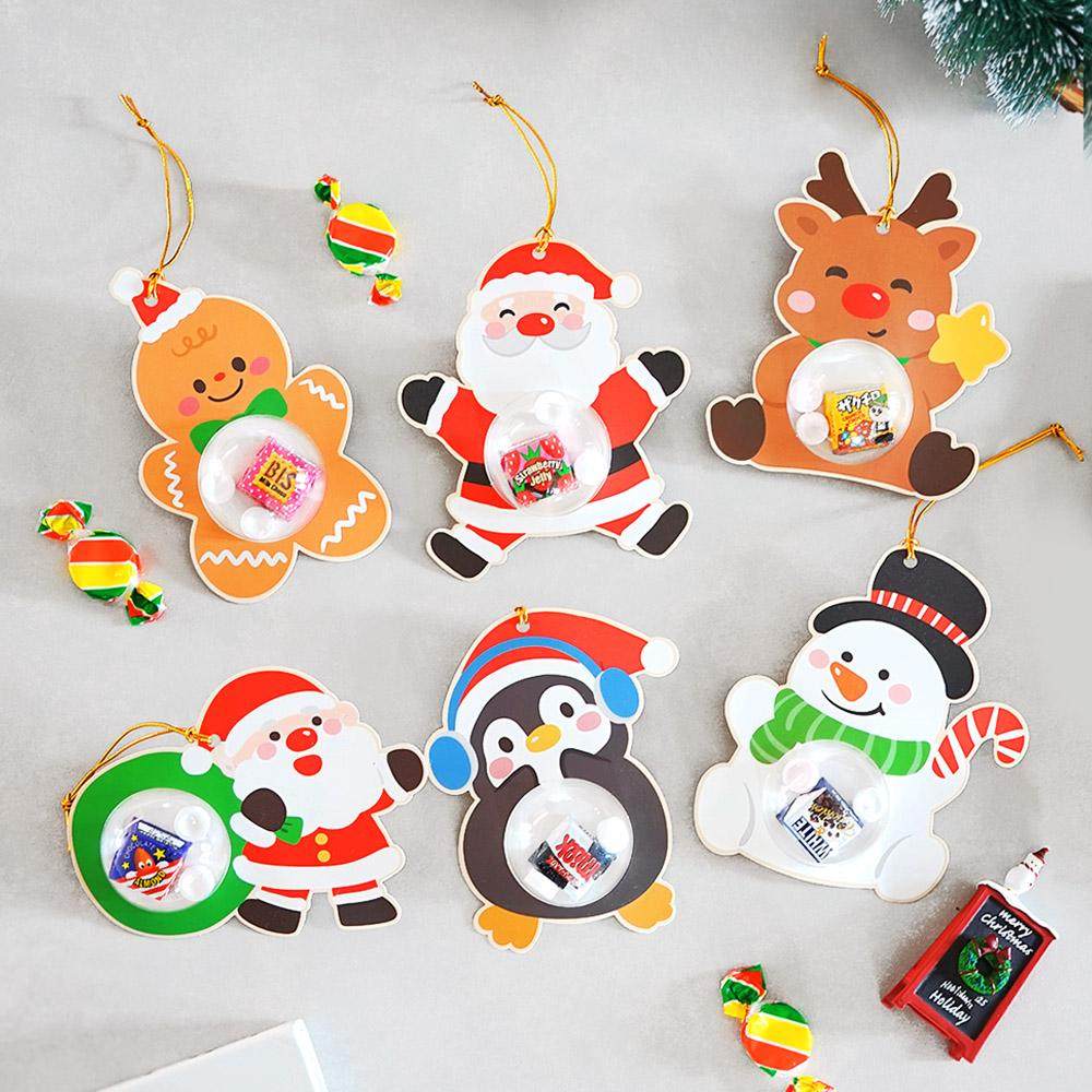 圣诞节卡通糖果透明包装盒圣诞树装饰挂件巧克力老人雪人半圆球盒