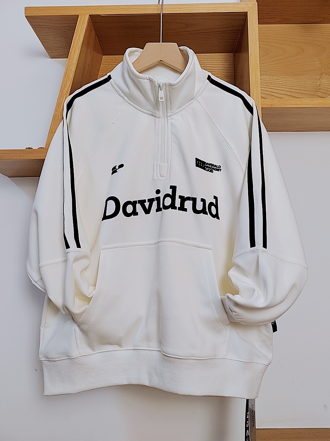 春秋新款主题曲青少年半拉链立领卫衣米白色初高中宽松休闲潮上衣