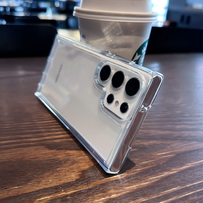 简约高级S24 Ultra亚克力S23FE太空盾手机壳适用A55软硬壳Zflip6透明A54透黑不发黄厚Note20u护屏防摔Fold3/4