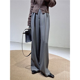 高个子拖地直筒长裤 春夏新款 女老钱风显瘦阔腿裤 裤 高级灰色西装