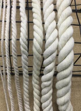 2-20mm本白三股棉绳DIY手工服装辅料棉绳子手工窗帘挂毯编织辅料