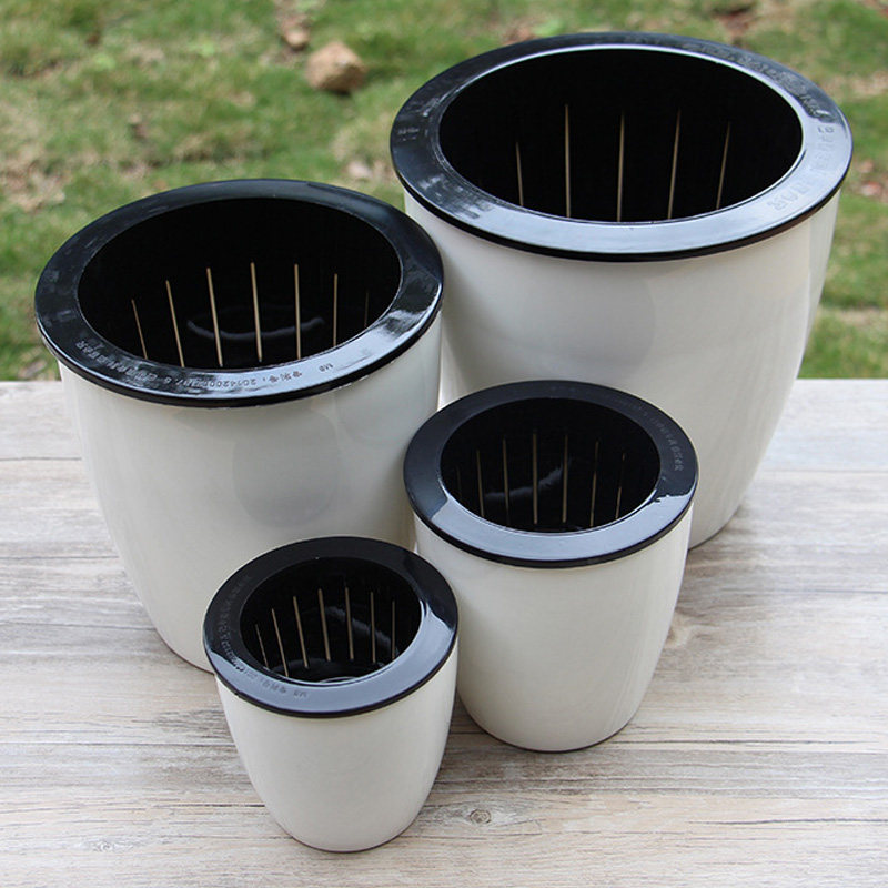 好品质塑料圆形半透明懒人自动吸水储水花盆绿植盆栽可水培花盆