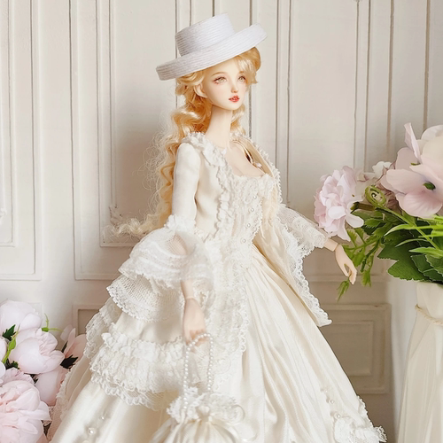 六分克里诺林宫廷娃衣白色蕾丝裙超模FR梦凡PP芭比睹尔娃衣定制