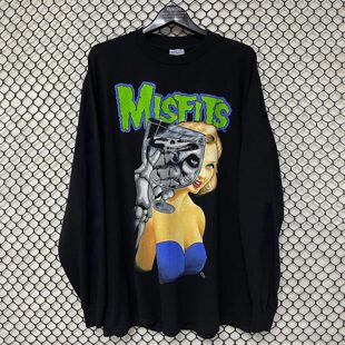 复古长袖 印花T恤vibe高街潮牌上衣男 misfits乐队硬核朋克美式 The