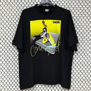 Suede山羊皮乐队欧美复古摇滚VTG高街休闲潮牌重磅棉短袖 T恤男女