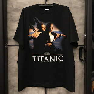 经典电影泰坦尼克号周边短袖男女情侣装潮流美式复古宽松纯棉t恤