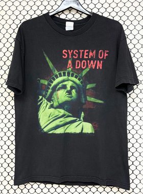 System Of A Down堕落体制乐队自由女神像美式复古VTG高街短袖t恤