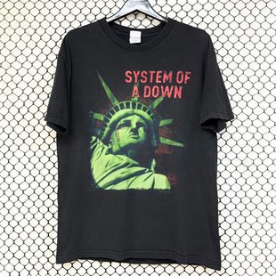System Of A Down堕落体制乐队自由女神像美式复古VTG高街短袖t恤