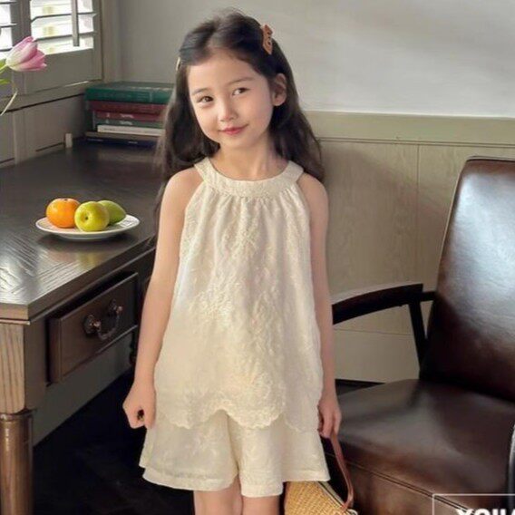 【甜馨专享】【顾奈】女童夏季套装2026新款吊带蕾丝两件套