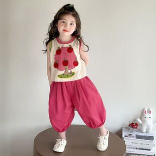 女童夏季洋气背心女宝宝薄款灯笼裤套装2026新款儿童休闲宽松夏装