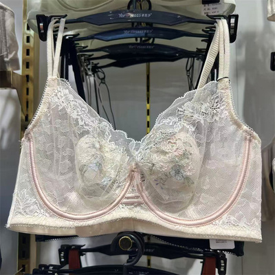 诱芭莎春款32097BC超薄水晶杯软钢圈固定垫大胸显小性感刺绣文胸
