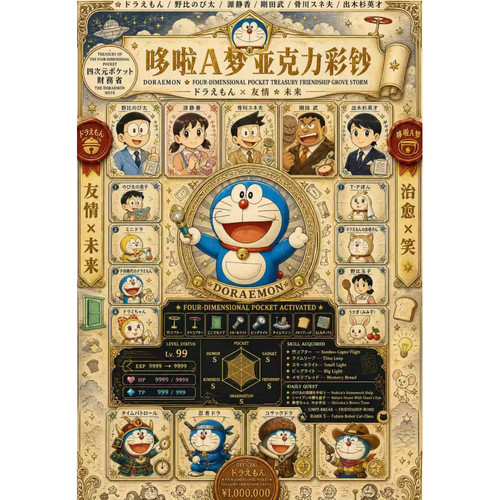 原子文创哆啦A梦亚克力镭射彩钞1弹全套上新