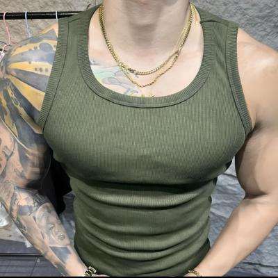 美式健身背心男街头400g重磅纯棉螺纹紧身高弹运动打底坎肩gymog