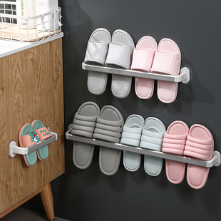 子沥水收纳厕所置物架 卫生间免打孔墙壁神器放鞋 浴室拖鞋 架壁挂式
