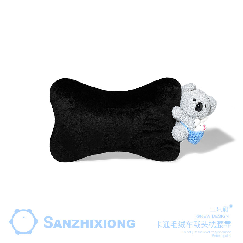 可爱动物汽车头枕创意车载护颈枕汽车腰靠头枕套装车内饰四季通用