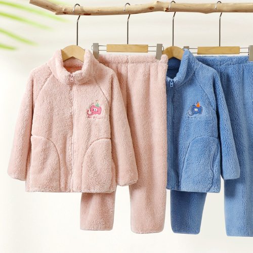 儿童秋冬加绒加厚睡衣套装宝宝套装男童女童中大童家居服套装新品