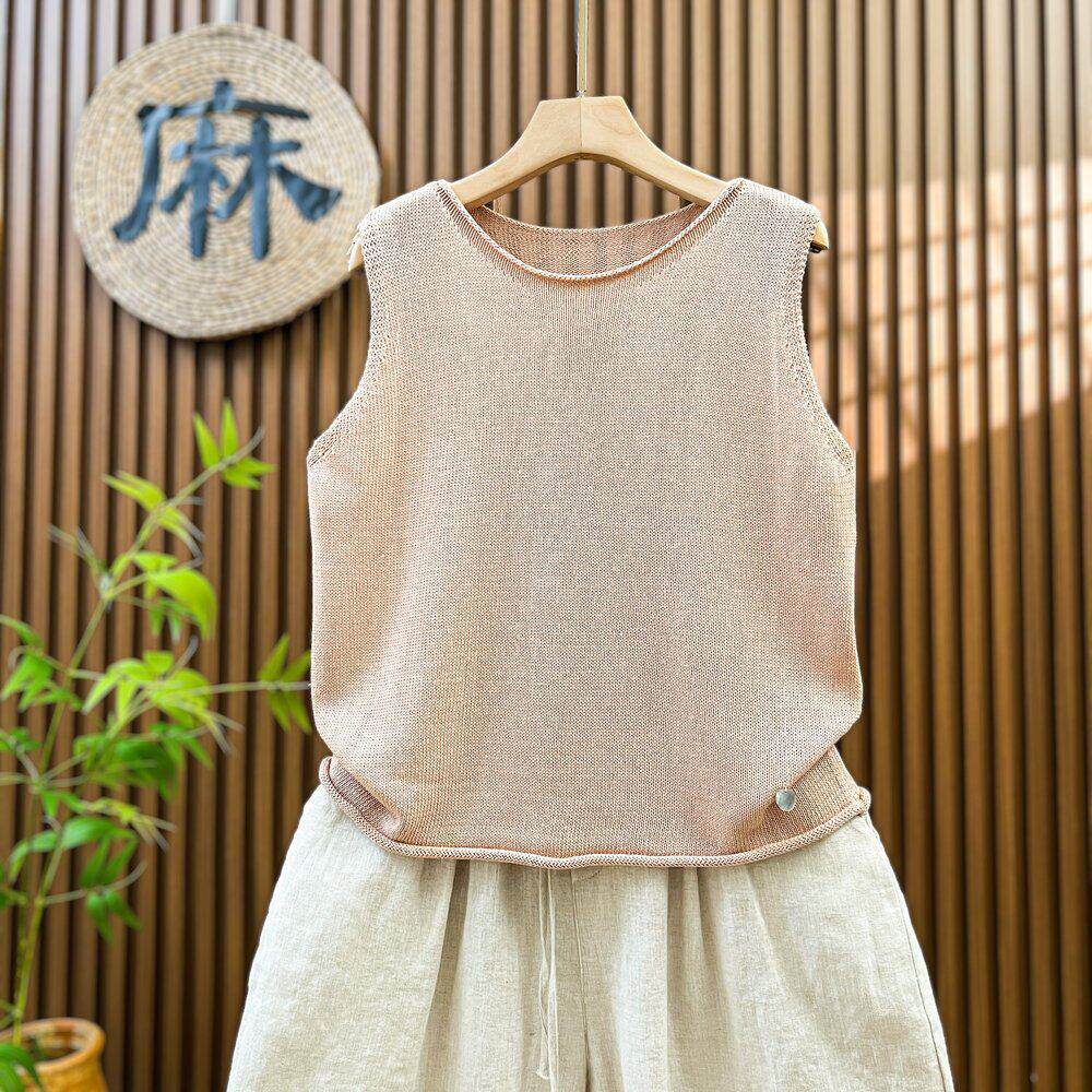 【清凉夏日】超火亚麻针织马甲小背心吊带女款夏季薄款大码无袖