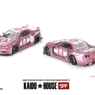 MINIGT 1/64日产Skyline GT-R (R34) KAIDO RACING粉色合金模型