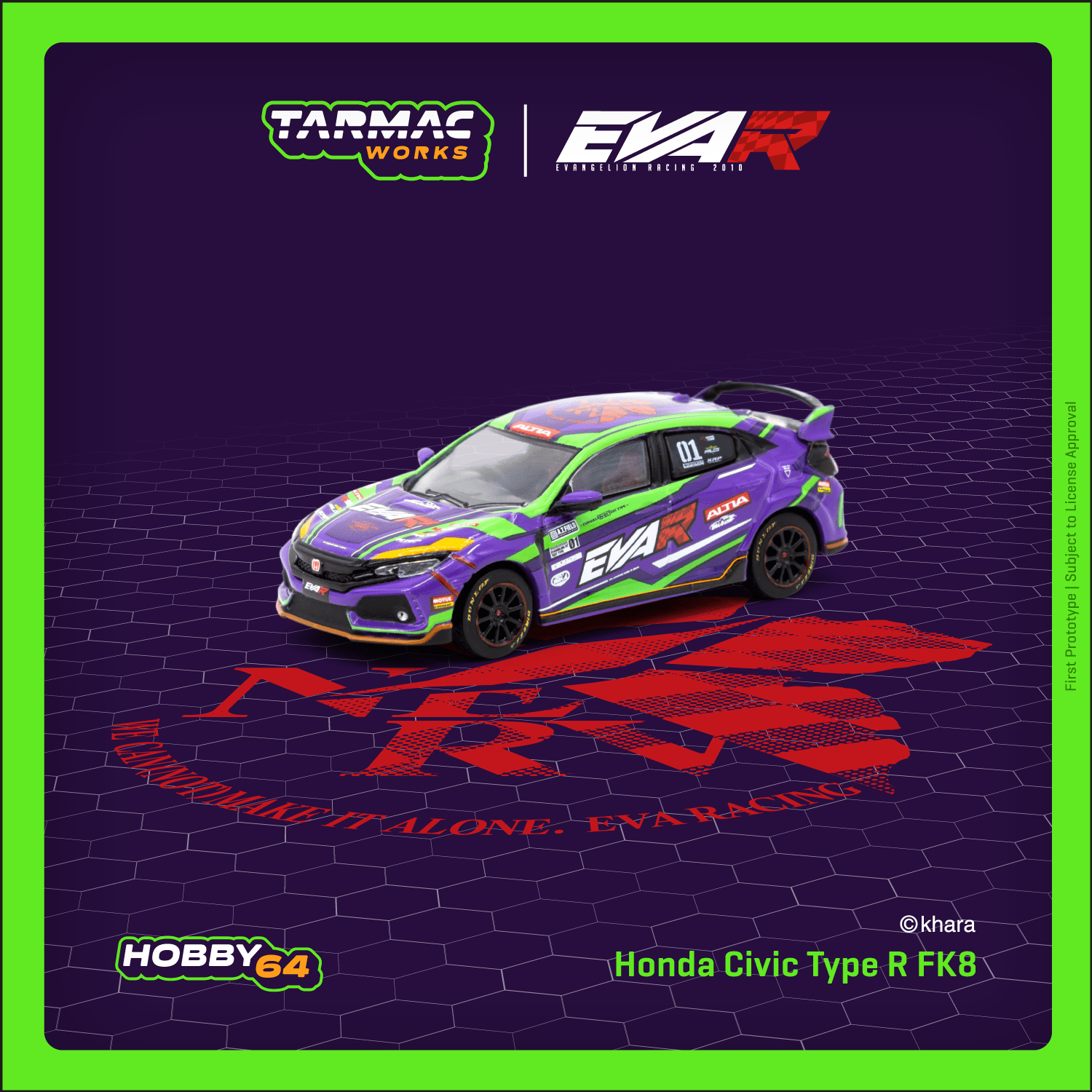 tw 1:64 本田思域 civic type r fk8 eva racing合金静态模型
